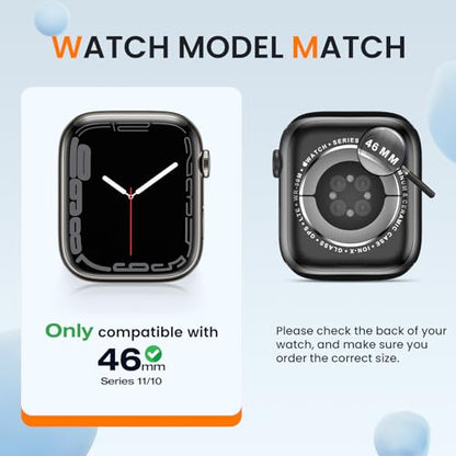 [2 Pack] Bumper Case for Apple Watch Series 11/10 46mm, Black - color: Black+Black, size: 46 mm Series 11/10