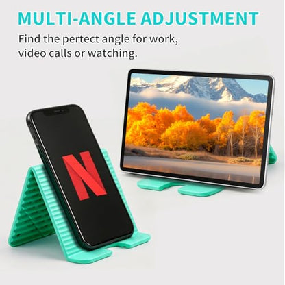 Silicone Phone Stand - Foldable Aluminum Phone Holder, Folded into Any Shape, Portable Rollable Multi-Angle Stand, Anti-Slip Desktop Stand for All Mobile Phones Tablet Laptop (Mint Green) - color: Mint Green