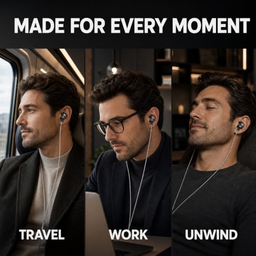 Betron B25 Earphones, Noise Isolating in-Ear Wired Headphones, Black - color: Black