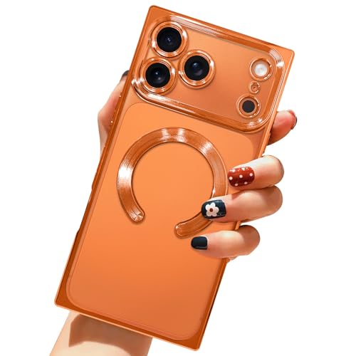 LSL Case for iPhone 17 Pro Max [Compatible with MagSafe] - Orange | Soft TPU Bumper Anti-Drop Anti-Scratch Shockproof Protective Slim Luxury Plating Clear Magnetic Cover for Women Girls Men - color: Orange, size: for iPhone 17 Pro Max
