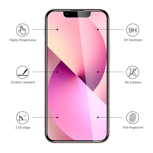 3 Pack Tempered Glass Screen Protector for iPhone 13/13 Pro/14/16e, 9H Hardness, Scratch Resistant, HD Clear, Case Friendly, Bubble-Free, Easy Install - size: iPhone 13/13 Pro/14/16e