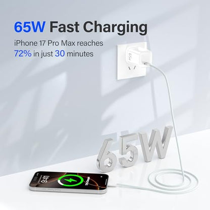 YISH 65W USB C Charger with 3.3FT USBC Charging Cable White