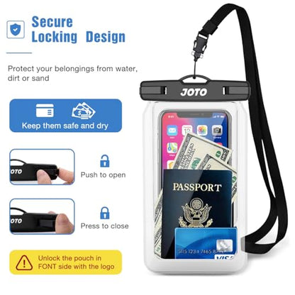 JOTO 2 Pack Floating Waterproof Phone Pouch Up to 7", IPX8 Floatable Underwater Phone Case Cellphone Dry Bag for iPhone 17/Air 16 15 14 13 12 11 Pro Max Xs Max XR X 8 7 Plus SE/Galaxy S24 S23 -Clear - color: Clear