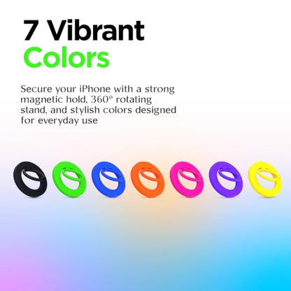 FELONY CASE - Neon Green Ring Grip and Stand - Version 2.0, Improved Stronger Magnet, Magnetic Phone Ring Holder for MagSafe Compatible iPhone 17,16, 15, 14, 13, 12, Pro Max, Air - Drop Protection - color: Neon Green