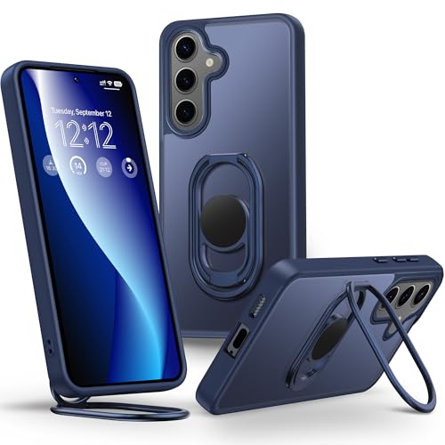 Shields Up for Samsung Galaxy S25 Case with Stand, Galaxy S25 Case with Double Ring Holder [Adjustable & Foldable] Protective Translucent Matte Cover for Samsung S25 - Frosted Blue - color: Frosted Blue, size: Galaxy S25