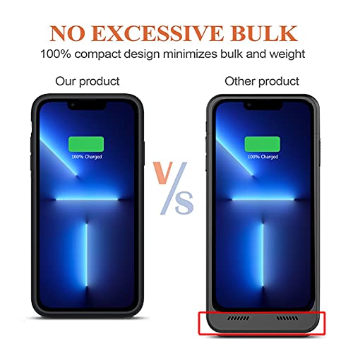 Battery Case for iPhone 13 Pro Max, Upgraded Real 10000mAh Slim Portable Protective Charging Case Compatible with iPhone 13 Pro Max (6.7 inch) Rechargeable Extended Battery Pack Charger Case (Black)