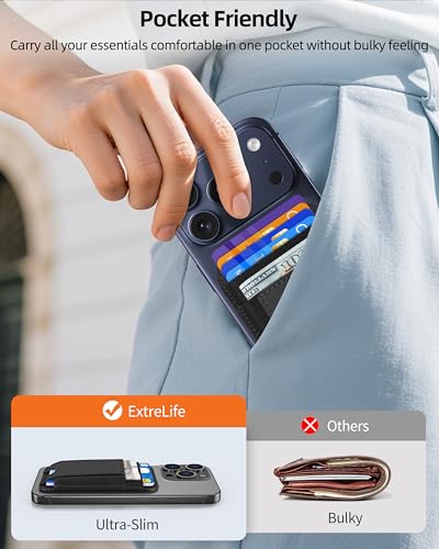 For Magsafe Wallet, 7 Cards Holder, Stronger Magnetic Wallet | Magnetic Phone Wallet for iPhone 17/16/15/14/13/12 Series, 2 Card Slots, RFID Blocking, Vegan Leather, Slim, Black - color: Black-Upgraded