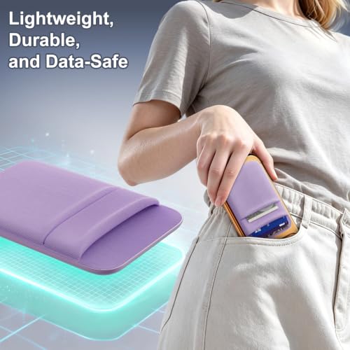 SHANSHUI Wallet for Magsafe, Stretchy Magnetic Phone Wallet Card Holder for Back of Phone Pocket Comaptible for iPhone & Most Smartphone (Light Purple - color: Light Purple