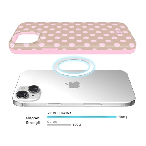 VELVET CAVIAR for iPhone 15 Case - Compatible with MagSafe - 10ft Drop Tested - Brown Sugar Polka Dot - color: Brown Sugar Polka Dot, size: 15