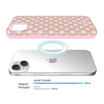 VELVET CAVIAR for iPhone 15 Case - Compatible with MagSafe - 10ft Drop Tested - Brown Sugar Polka Dot - color: Brown Sugar Polka Dot, size: 15