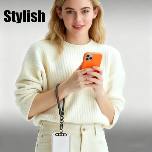 Phone Wrist Strap Lanyard Hand Wristlet with 360° Rotating Clip Stainless Steel Tether Buckle Finger Grip Strong Durable Anti-Tangle Universal for iPhone Camera Keychain Travel Dark Black - color: Dark Black