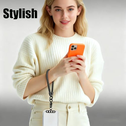 Phone Wrist Strap Lanyard Hand Wristlet with 360° Rotating Clip Stainless Steel Tether Buckle Finger Grip Strong Durable Anti-Tangle Universal for iPhone Camera Keychain Travel Dark Black - color: Dark Black