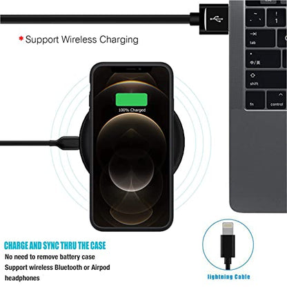 Battery Case for iPhone 12 Pro Max, 12000mAh High Capacity Rechargeable Smart Portable Charger Case Extended Battery Pack with iPhone 12 Pro Max (6.7 inch) Wireless Charging Case Support Carplay-Black - size: iPhone 12 Pro Max