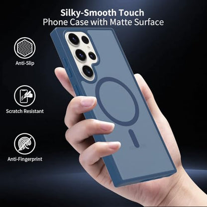 for Samsung Galaxy S23 Ultra Case Magnetic, Compatible with Magsafe 6.8 Inches Slim Fit Heavy Duty Protection Wireless Charging Lightweight Shockproof Anti-Slip Protective Phone Cover, Blue - color: Blue Magnetic
