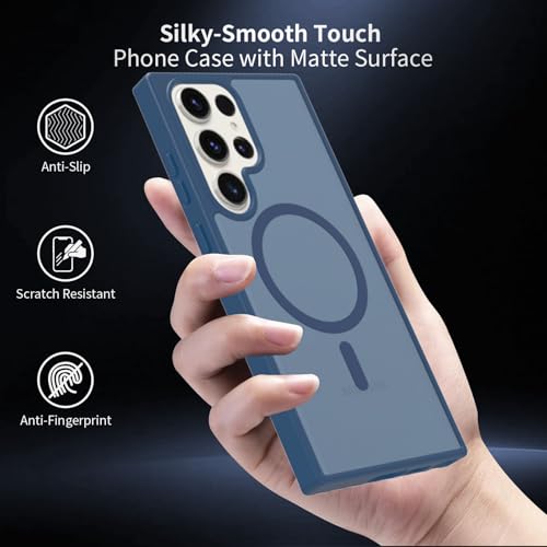 for Samsung Galaxy S23 Ultra Case Magnetic, Compatible with Magsafe 6.8 Inches Slim Fit Heavy Duty Protection Wireless Charging Lightweight Shockproof Anti-Slip Protective Phone Cover, Blue - color: Blue Magnetic