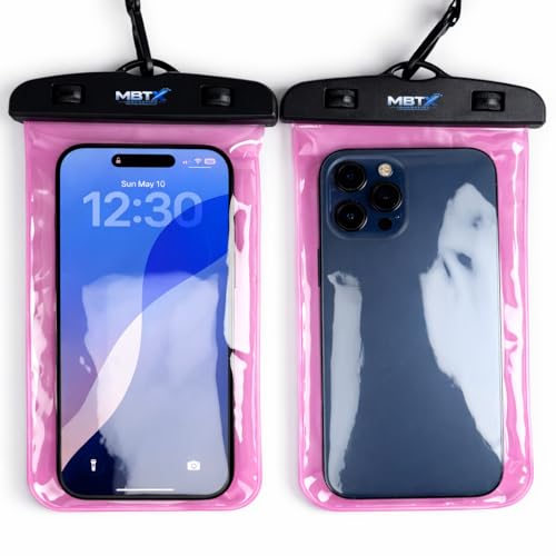 2-Pack Waterproof Phone Pouch, Pink | IPX8 Certified, Touchscreen Friendly, Fits Up to 6 Inch Phones, Swimming Beach Diving, Universal Dry Bag - color: Pink