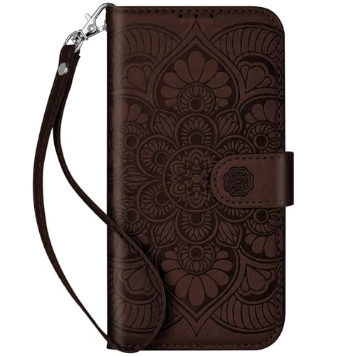 Wallet Case for iPhone 12 and iPhone 12 Pro,[RFID Blocking] 3 Card Holder Stand with Credit Card Slot PU Leather Magnetic Protective Flip Cover for iPhone 12/12 Pro(Dark Brown) - color: Dark Brown