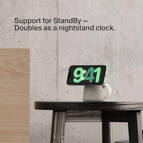 Belkin Qi2 15W Wireless Charging Dock, 2 in 1 Fast iPhone Charger - color: Sand, style: Latest Gen