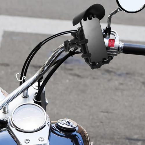 TEHAUX Motorcycle Phone Holder with Anti-Vibration Shock Absorbing, Detachable Handlebar Mount for Bike and Motorbike Navigation, Compatible with Smartphones for Outdoor Riding and Use