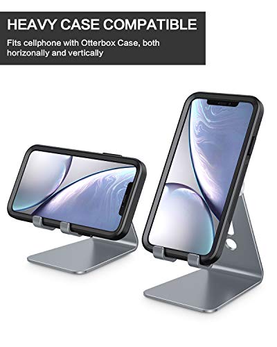 OMOTON C2 Adjustable Aluminum Cell Phone Stand with Charging Cutout, Grey - color: Grey