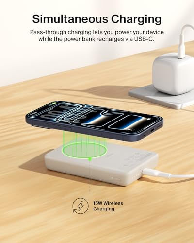 Belkin 10000mAh Qi2 15W Slim Magnetic Power Bank with USB C Cable - color: Sand