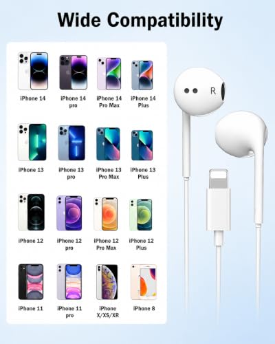 [Apple MFi Certified] Lightning Earbuds for iPhone, 2-Pack Wired Headphones - color: L-Ivory White