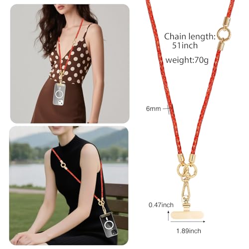 Crystal Phone Lanyard Crossbody Adjustable Rhinestone Anti-Theft Phone Strap Crossbody Cell Phone Neck Strap for Women - color: Red