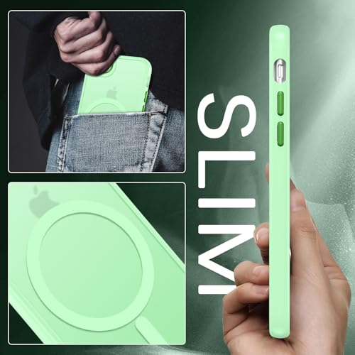 DUEDUE for iPhone 8 Plus Case, iPhone 7 Plus Case Magnetic[Compatible with Magsafe], Translucent Matte Back Protective Cover Shockproof Phone Case for iPhone 7 Plus/8 Plus, Light Green - color: Light Green