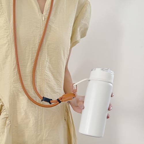 Phone Leather Lanyard with Tabs,Adjustable Anti Theft Phone Crossbody Strap for iPhone and Smartphone,Purse - color: White