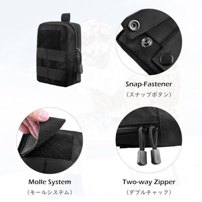 TRIWONDER Tactical Cigarette Pouch Molle Small Military Bag Battery Cigarette Case EDC Utility Card Holder Lighter Slot Mini Cigar Waist Pack - color: 05 Black - 2 Pack