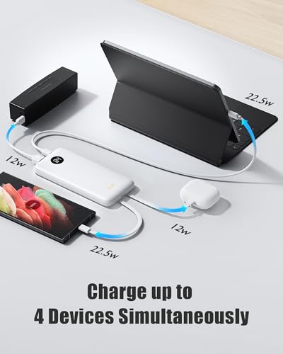 10000mAh Portable Charger 2 Pack, Cell Phone Portable Power Banks, 22.5W Fast Charging Battery Pack, Slim Travel Power Bank for iPhone, Galaxy S24/S23, Android Devices – Black