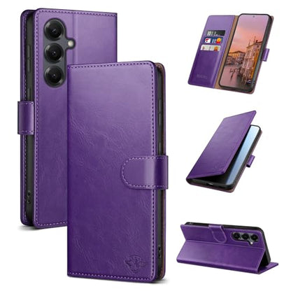Wallet Case for Samsung Galaxy S25 Plus, Purple | RFID-Blocking Card Holder, Kickstand, Magnetic Closure, PU Leather Folio Flip Cover, Protective Women Men Cases - color: Purple, size: Samsung Galaxy S25 Plus
