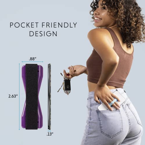 LOVEHANDLE Ultra-Slim Phone Grip - Purple Base with Black Strap