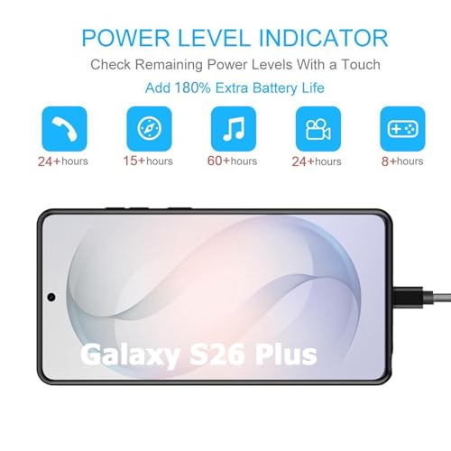Battery Case for Galaxy S26 Plus, Upgraded 12000mAh Portable Protective Wireless Charging Case Compatible with Galaxy S26 Plus 5G (6.7 inch) Rechargeable Extended Battery Pack Charger Case (Black) - size: Galaxy S26 Plus -12000mAh