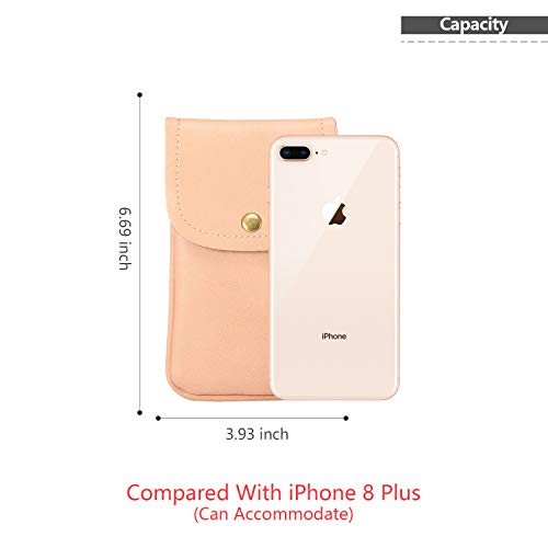Cell Phone Neck Pouch, PU Leather Carrying Bag with Credit Card Holder Adjustable Strap, Small Travel Purse for iPhone 11 XR XS Max SE 8 7 6 Plus, Galaxy S10 S7 Edge A10 J7, Moto G6 (Pink) - color: 01 Pink