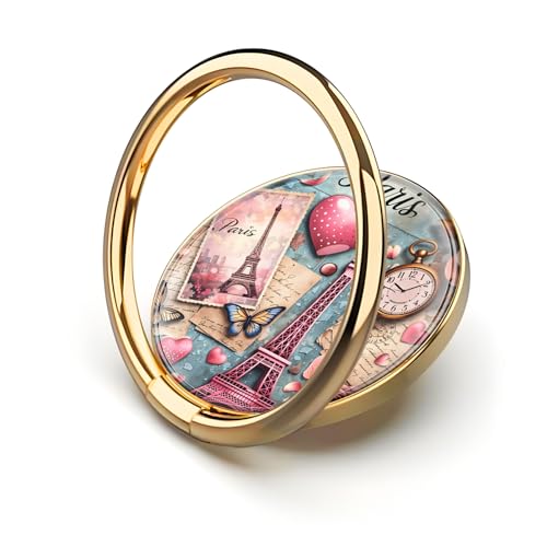 Cell Phone Ring Holder, Cute Metal Phone Grip Stand Finger Ring Kickstand, Flexible 360°Rotation Phone Tablet Case Accessories Compatible with Most Phones Pink Paris Eiffel - color: Pink Paris Eiffel