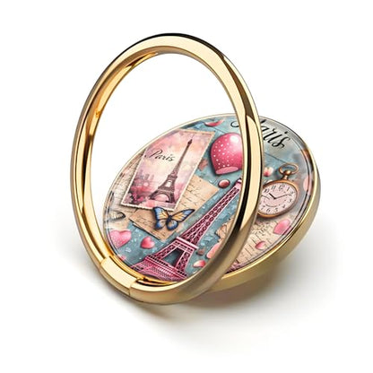 Cell Phone Ring Holder, Cute Metal Phone Grip Stand Finger Ring Kickstand, Flexible 360°Rotation Phone Tablet Case Accessories Compatible with Most Phones Pink Paris Eiffel - color: Pink Paris Eiffel
