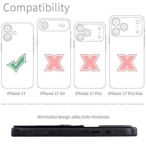 Dockem Genuine Leather Card Case for iPhone 17 with Camera Control Button and Stitched-on Wallet with 2 Holder Slots (Black, M2GL) - color: Black, size: 17