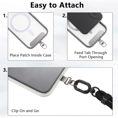BESARME Phone Lanyard Set, 2 Pack, Black, Adjustable Crossbody & Wrist - color: Black