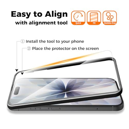 3 Pack for iPhone 17 Screen Protector [6.3 inch] 2025, Tempered Glass with Installation Frame, Shatterproof, 9H Hardness, Anti-static, Case Friendly, Featuring Full Edge-to-Edge & Ultra-Thin - size: iPhone 17
