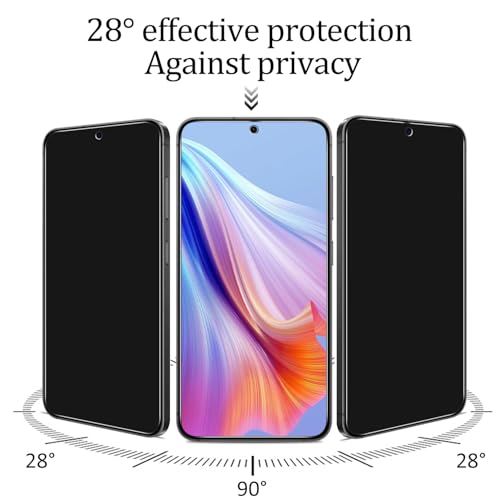 3 Pack Privacy Screen Protector for Samsung Galaxy S24 Plus/S24+ Anti Spy Private Tempered Glass Film, Fingerprint Unlock, Anti Scratch, 9H Hardness, Bubble Free, Case Friendly
