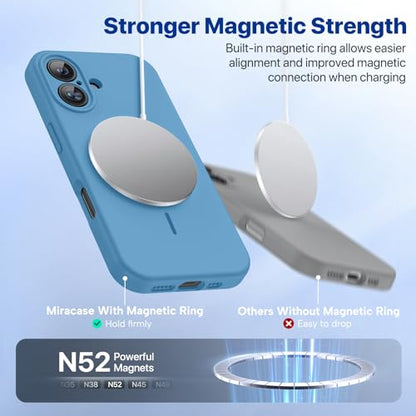 miracase Compatible with iPhone 16 Case, [Soft Anti-Scratch Microfiber Lining], Compatible with MagSafe, Liquid Silicone Case Shockproof Drop Protection Phone Case for 16,Capri Blue - color: Capri Blue, size: iPhone 16