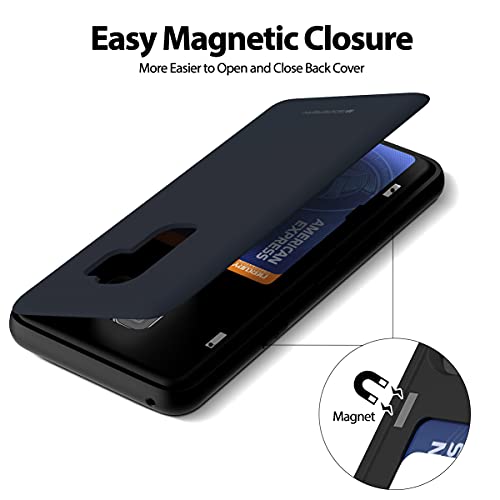 GOOSPERY Magnetic Door Bumper Compatible with Galaxy S9 Plus, Card Holder Wallet Case Easy Magnet Auto Closing Protective Dual Layer Sturdy Phone Back Cover - Midnight Blue - color: Navy, size: Galaxy S9 Plus