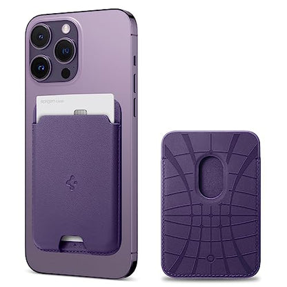 Spigen for MagSafe Wallet, Holds 2 Cards, Strong Magnet, Valentinus MagFit - color: PU Purple, size: 2-Cards