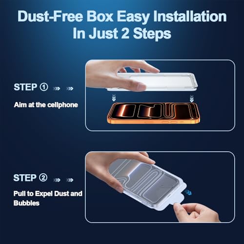 9H+ Tempered Glass for iPhone 17 Pro Screen Protector with Auto Dust Removal Installation Frame Military Grade Protection (Scratch, Shatter, Drop Resistance) Full Edge Coverage 6.3" 2025, 2 Pack - size: iPhone 17 Pro