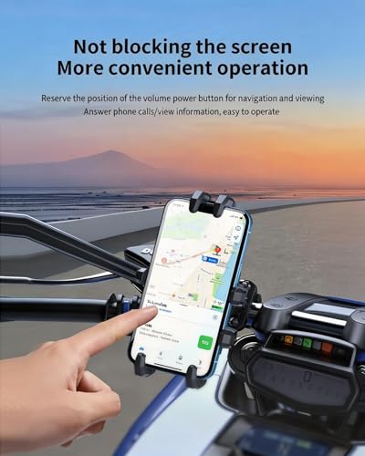 Motorcycle Phone Mount Holder - [Dual Dampener] [Anti Shake] Motorcycle Cell Phone Mounts,Adjustable Bike Phone Holder, Fit for iPhone Samsung LG Google All 4.7-7.2" Phones,Black