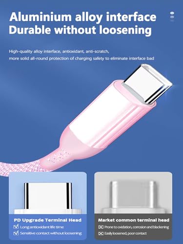 USB C Cable 15FT, Extra Long USB-A to USB-C Cable Braided Pink - color: Pink, size: 15FT