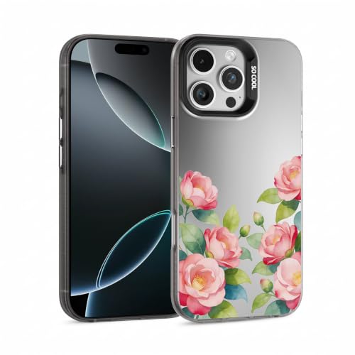for iPhone 16 Pro Max Case, TPU, Drop Protection, Camellia | Matte Silver Back, Shockproof, Fade-resistant, Anti-yellow, Lens Protection, Precise Cutout, Slim grip, Watercolor Camellia - color: Camellia, size: iPhone 16 Pro Max
