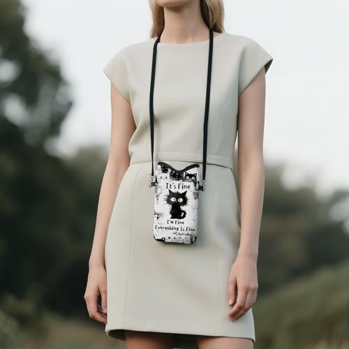 Cell Phone Sleeve Pouch Case Bag with Crossbody Strap Neck Lanyard for Women Men, Cat Lover Gifts Cell Phone Crossbody Bag 7.1x3.9 Inch - color: Fine Cats
