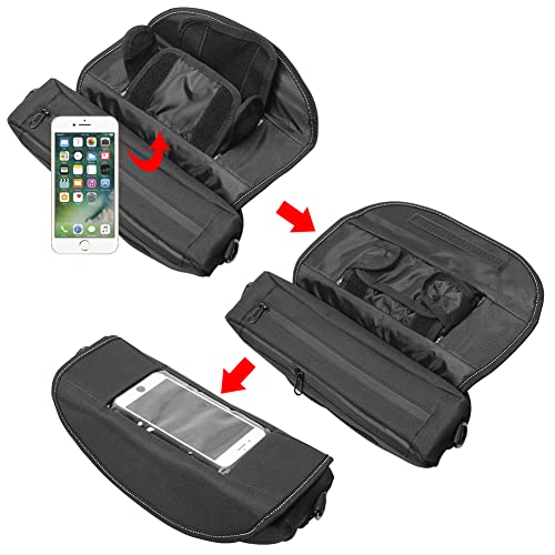 H RUO Waterproof Handlebar Storage Bag Motorcycle Bike Handle Bar Bag with Phone Pouch Compatible with bmw F750GS F850GS R1200GS Triumph Honda Yamaha Suzuki
